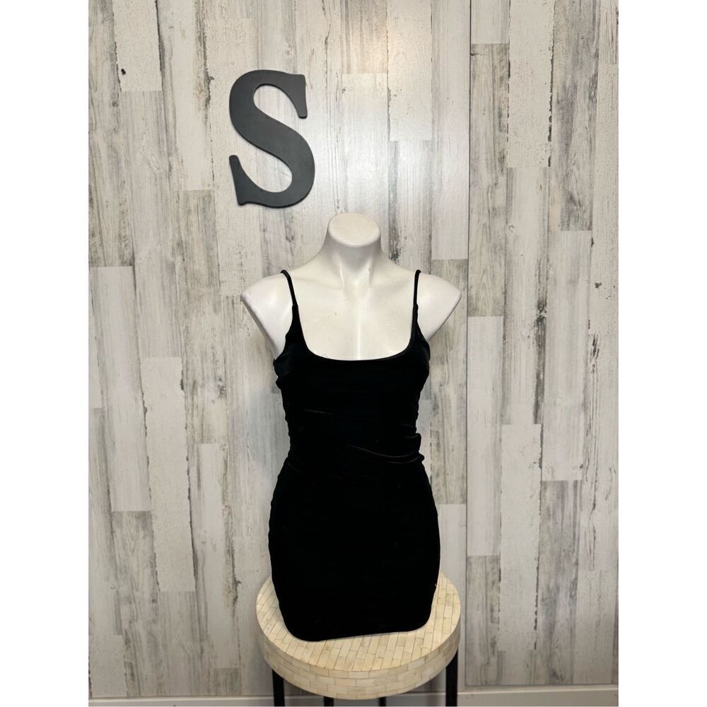 Black velvet mini dress